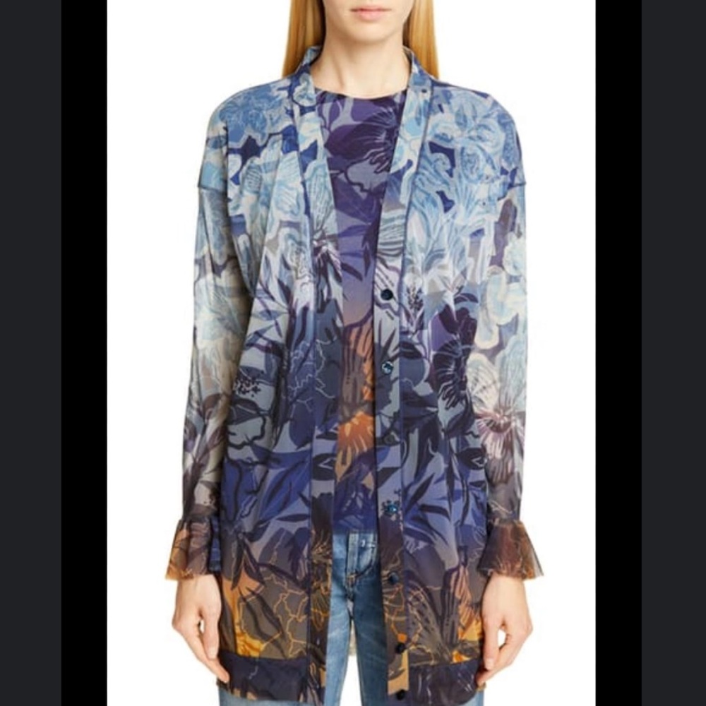 Fuzzi Degrade Floral Mesh Cardigan sz XL #C1